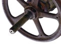 Industrial Valve Wheel Stem, Weathered Grunge Latch Closeup Isolated, Rusty Old Aged Rust Metal Royalty Free Stock Photo