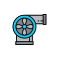 Industrial ventilation pipeline, pipe connector flat color line icon.