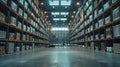 Industrial Warehouse with High Shelving Systems Royalty Free Stock Photo