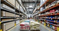 Industrial warehouse interior full of building materials Royalty Free Stock Photo