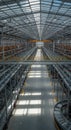 Industrial warehouse interior metal structures bright lighting wide angle view Royalty Free Stock Photo
