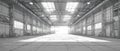 Industrial Warehouse Interior Sketch with Skylights and Bright Light Royalty Free Stock Photo