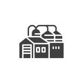 Industrial warehouse and silos vector icon