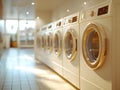 Industrial Washing Machines in a Public Launderette with Copy Space Royalty Free Stock Photo