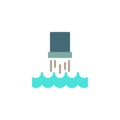 Industrial waste from pipe into sea flat icon