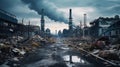 Industrial wasteland in dystopian setting