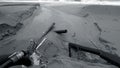 Industrial wastewater, the pipeline discharges liquid industrial waste into the sea on a city beach. Dirty sewage flows from a