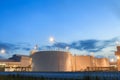 Industrial water storage tanks wait supply to cooling tower in electric power plant Royalty Free Stock Photo