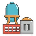 Industrial water tank icon, cartoon style