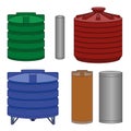 Industrial water tanks set. Vector Royalty Free Stock Photo