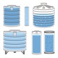 Industrial water tanks set. Vector