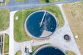 Industrial water treatment, recirculating sump with cleaning filters, top view, ecosystem and healthy environment concepts