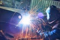 Industrial arc welding work Royalty Free Stock Photo