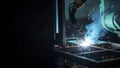 Industrial Welding Process with Robotic Arm Royalty Free Stock Photo