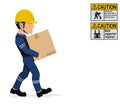 An industrial worker is carrying a paper crate Royalty Free Stock Photo