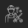 Industrial worker chalk white icon on black background