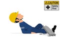 An industrial worker is crushed by the concrete block