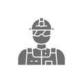 Industrial worker, engineer, builder, miner grey icon. Royalty Free Stock Photo