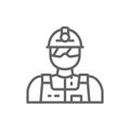 Industrial worker, engineer, builder, miner line icon. Royalty Free Stock Photo