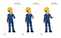 An industrial worker is explaining something over his head Royalty Free Stock Photo