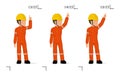 An industrial worker is explaining something over his head Royalty Free Stock Photo