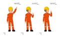 An industrial worker is explaining something over his head Royalty Free Stock Photo