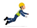 An industrial worker is falling down