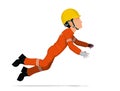 An industrial worker is falling down