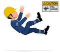 An industrial worker is falling from high level