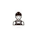 Industrial worker icon. A man in a helmet. Vector avatar. Royalty Free Stock Photo