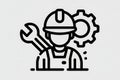 Industrial worker icon with tools and gear symbol Royalty Free Stock Photo