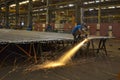 Industrial worker making sparks