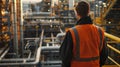 Industrial Worker Overlooking Plant Operations Royalty Free Stock Photo