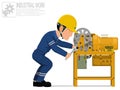 An industrial worker is repairing machine Royalty Free Stock Photo