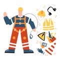 Industrial Worker in safety harness with safety equipment clipart Royalty Free Stock Photo