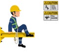 An industrial worker with safety harness is working at height Royalty Free Stock Photo