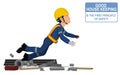 An industrial worker is stumbling down in the messy workplace Royalty Free Stock Photo