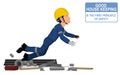 An industrial worker is stumbling down in the messy workplace Royalty Free Stock Photo