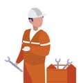 industrial worker with toolbox avatar character Royalty Free Stock Photo