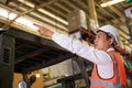 Industrial worker working at warehose factory Royalty Free Stock Photo