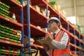 Industrial worker working at warehose factory Royalty Free Stock Photo