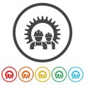 Industrial workers with gear ring icon, color set Royalty Free Stock Photo