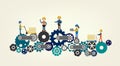 Industrial workers on gears Royalty Free Stock Photo