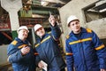 Industrial workers on house building plant Royalty Free Stock Photo