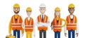 Industrial workers. A team of builders wearing safety vests and hard hats.