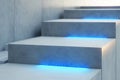 An industrial workspace features concrete blocks with glowing interiors during a review Royalty Free Stock Photo