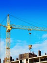 Industrial yellow crane building house background