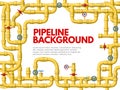 Industrial yellow pipeline. Pipeline frame, yellow pipes for gas or oil vector background illustration Royalty Free Stock Photo