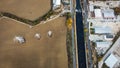 Industrial Zone And Dambovita River Near Bucharest In Romania, Aerial View Royalty Free Stock Photo