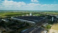 Industrial Zone. Industrial factory buildings and ancillary buildings. Baranovichi plant of automatic lines. Aerial photography